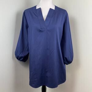 Harshman Dark Navy Lyra Twill 3/4 Sleeve Blouse XXL 2XL NWT